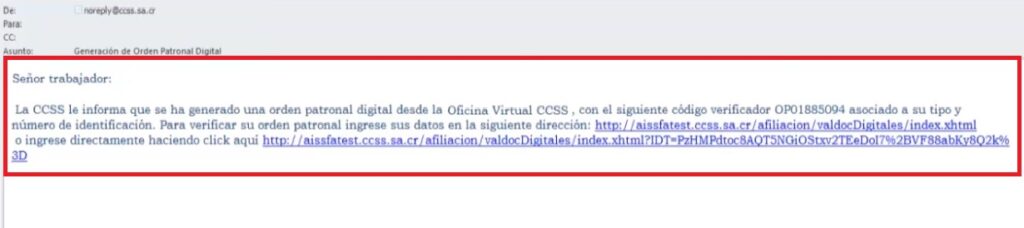 correo generacion de orden patronal online